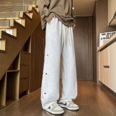 批发黑色<b class='q'>潮</b>牌卫裤男秋冬季休闲阔腿新款宽松运动直筒长裤男款