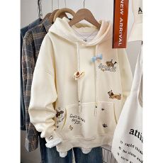 原版面料纯棉华棉复合冬季加绒加厚宽松显瘦连帽卫衣女2025