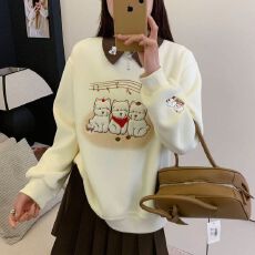 批发原版面料纯棉华棉复合秋冬季胖mm大码宽松加绒加厚上衣2025