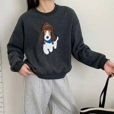 批发 原版面料纯棉华棉复合2025新款时尚减龄圆领卫衣女加绒加厚