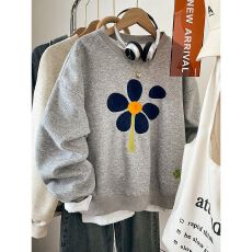 批发 原版面料纯棉华棉复合胖mm大码宽松无帽卫衣女2025秋冬季新