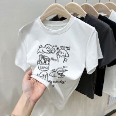 95%棉胖mm白色正肩圆领短袖女夏季大码修身显瘦T恤上衣
