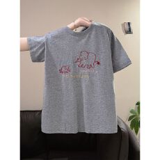 雪花冰爽棉面料短袖t恤女夏季胖mm大码慵懒风宽松高级感上衣