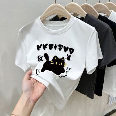 批发【92%棉8%氨纶】今年的女装胖mm<b class='q'>大码</b>修身正肩短袖T恤女上衣