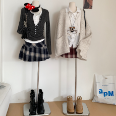 批发实价2026年秋冬新款美式辣妹毛呢格纹红色百褶裙高腰防走光半身裙