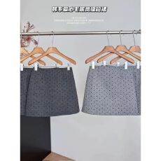 批发实价植绒爱心波点毛呢短裙子女加厚<b class='q'>百搭</b>高腰显瘦小个子A字半身裙