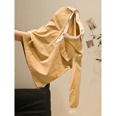 批发实价老钱风假两件撞色<b class='q'>长袖</b><b class='q'>衬衫</b>女春秋新款美式小众设计感V领<b class='q'>衬衣</b>