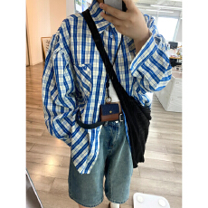 批发实价美式<b class='q'>街头</b>复古长袖polo领衬衫女春夏宽松学院风百搭防晒上衣潮