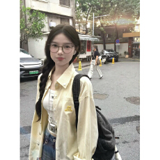 批发实价牙刷绣花韩系Polo领小狗刺绣条纹宽松显瘦休闲长袖防晒衬衫