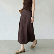 批发实价复古氛围感咖色半身裙女2026秋季韩版时髦简约<b class='q'>显瘦</b>垂感长裙
