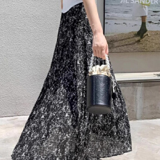 批发原版做工2026舒适杏色时尚<b class='q'>碎花</b>半身裙女夏季高腰a字百褶长裙