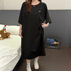 批发馨依 <b class='q'>夏</b>季新款睡裙女士仿棉罗纹裙子休闲纯色可外出简约家居服