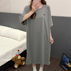 批发馨依 <b class='q'>夏</b>季新款睡裙女士仿棉罗纹裙子休闲纯色可外出简约家居服