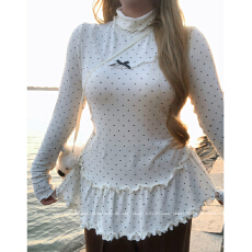 批发胖MM大码可爱甜美波点蕾丝花边