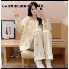 批发【夜眠】冬季空气夹层棉开衫长袖睡衣女可外穿<b class='q'>套装</b>家居服