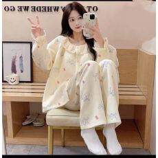 批发夜眠冬季空气夹层棉开衫长袖睡衣女可外穿<b class='q'>套装</b>家居服