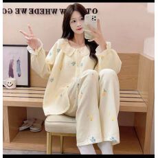 批发夜眠冬季空气夹层棉开衫长袖睡衣女可外穿<b class='q'>套装</b>家居服