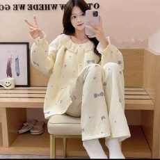 批发夜眠冬季空气夹层棉开衫长袖睡衣女可外穿<b class='q'>套装</b>家居服