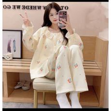 批发夜眠冬季空气夹层棉开衫长袖睡衣女可外穿<b class='q'>套装</b>家居服