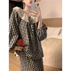 批发爆款公主蕾丝花边云朵棉春秋款睡衣女长袖长<b class='q'>裤</b>可爱甜美家居服套装