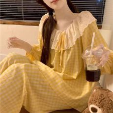 批发爆款公主蕾丝花边云朵棉春秋款睡衣女长袖长<b class='q'>裤</b>可爱甜美家居服套装