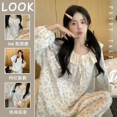 批发爆款公主蕾丝花边云朵棉春秋款睡衣女长袖长<b class='q'>裤</b>可爱甜美家居服套装