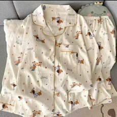 新款春秋季网红爆款云朵棉睡衣女甜美学生开衫长袖长裤家居服套装