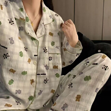 新款春秋季网红爆款云朵棉睡衣女甜美学生开衫长袖长裤家居服套装