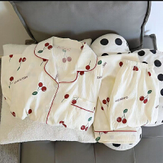 新款春秋季网红爆款云朵棉睡衣女甜美学生开衫长袖长裤家居服套装