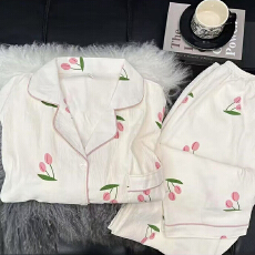 新款春秋季网红爆款云朵棉睡衣女甜美学生开衫长袖长裤家居服套装