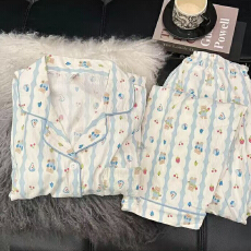 批发新款春秋季网红爆款云朵棉睡衣女甜美学生开衫长袖长<b class='q'>裤</b>家居服套装