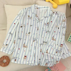 批发新款春秋季网红爆款云朵棉睡衣女甜美学生开衫长袖长<b class='q'>裤</b>家居服套装