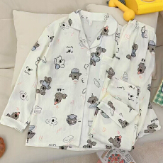 批发新款春秋季网红爆款云朵棉睡衣女甜美学生开衫长袖长<b class='q'>裤</b>家居服套装