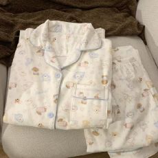 抖音小红书直播爆款卡通甜美德绒睡衣秋冬长袖长裤套头家居服套装