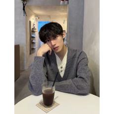 批发假两件永生花莫代尔混纺v领毛衣套头针织<b class='q'>衫</b>老钱风cleanfit