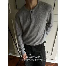 批发高端线奢级彩纱羊绒羊毛天丝亨利领毛衣套头针织<b class='q'>衫</b>老钱风