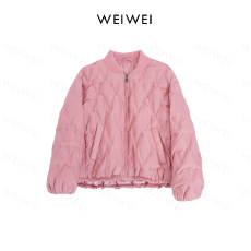 批发韩版菱形格<b class='q'>羽绒服</b> 秋冬时尚棒球领设计保暖外套