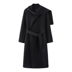 批发2025年冬季新款围脖长款双面呢大衣外套