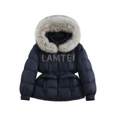 2025年大毛领中长款收腰显瘦保暖鹅绒服