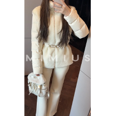 批发三星安心羽绒 羊毛拼接立领羽绒服