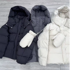 批发90新国标白鹅绒大帽子手套款羽绒服女