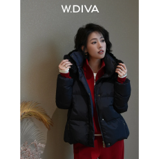 批发90鹅绒方形缝衍可拆卸双口连帽毛领羽绒服