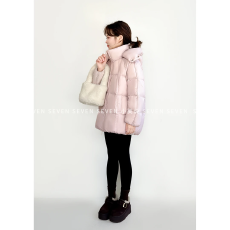 批发小个子可拆卸连帽90白鹅绒外套女款羽绒服小美说