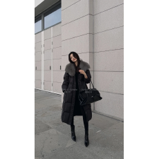 批发90白鸭绒狐狸毛领简约格子羽绒服