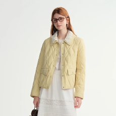 批发<b class='q'>钩花</b><b class='q'>蕾丝</b>领绗缝双口羽绒服外套羽绒