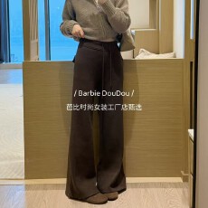 批发冬季加绒高腰显瘦直筒微喇<b class='q'>裤</b>子休闲百搭