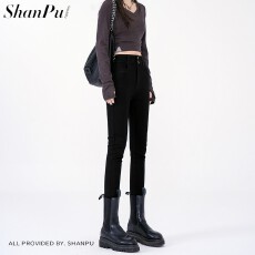 批发黑色<b class='q'>高腰</b>牛仔裤女2025秋冬新款显瘦紧身铅笔<b class='q'>小脚裤</b>子