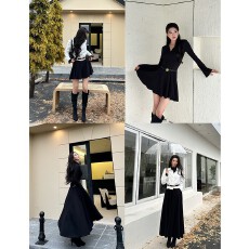 批发<b class='q'>复古</b>针织连衣裙女修身显瘦气质休闲大摆裙子