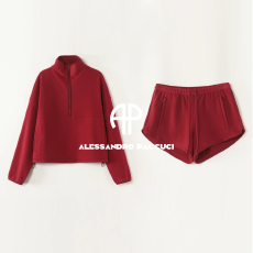 批发摇粒绒立领上衣/短裤套装