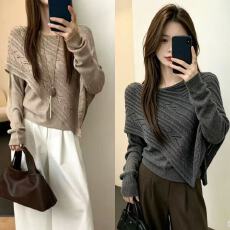 批发秋季新款韩系慵懒风宽松显瘦百搭披肩针织衫毛衣女26爆款洋气<b class='q'>打底</b>